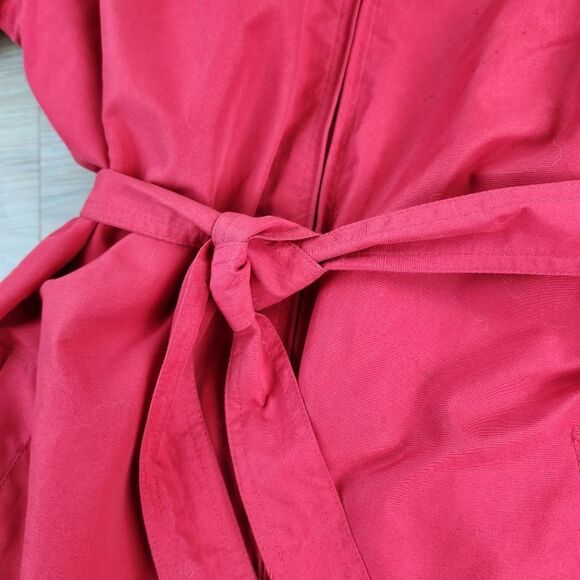 💜PartyLite Red Lightweight Belted Trench Jacket Medium - Picture 6 of 13